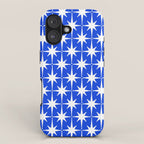Royal Blue Mid Century Modern Atomic Age Starburst Stars Pattern iPhone Case Gallery Image 1