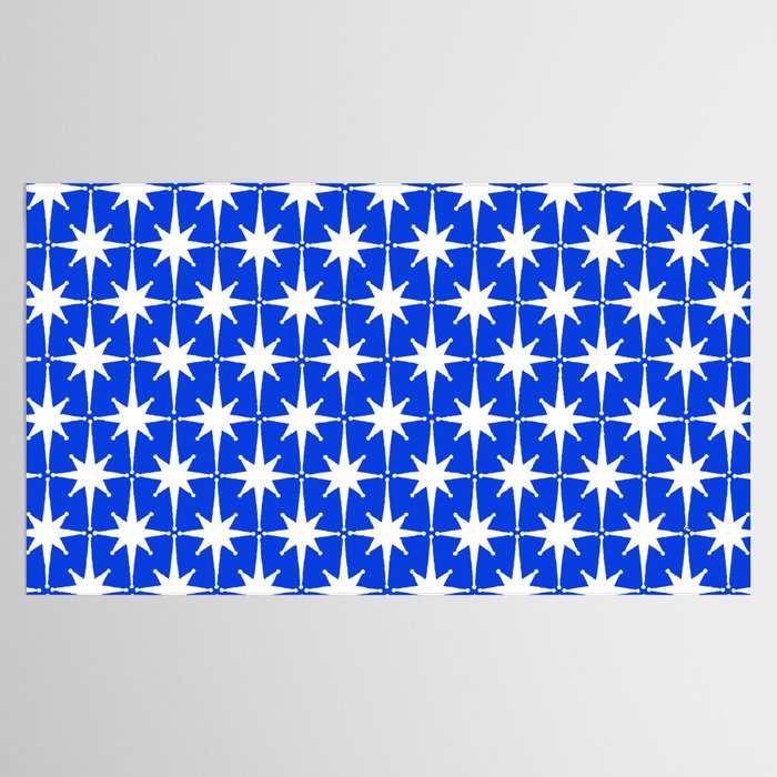 Royal Blue Mid Century Modern Atomic Age Starburst Stars Pattern Tablecloth Gallery Image 2