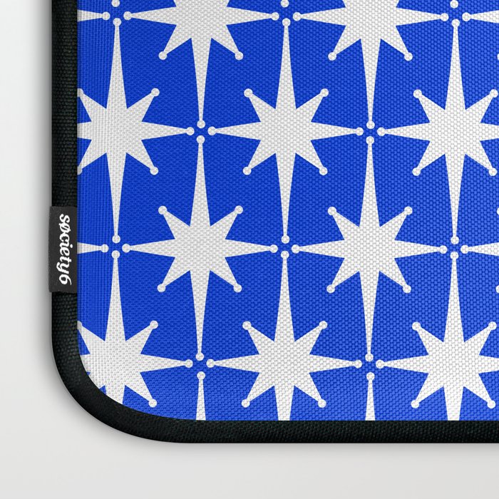 Royal Blue Mid Century Modern Atomic Age Starburst Stars Pattern Laptop Sleeve Gallery Image 3