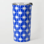 Royal Blue Mid Century Modern Atomic Age Starburst Stars Pattern Travel Mug Gallery Image 2