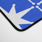 Royal Blue Mid Century Modern Atomic Age Starburst Stars Pattern Desk Mat Gallery Image 4