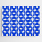Royal Blue Mid Century Modern Atomic Age Starburst Stars Pattern Jigsaw Puzzle Gallery Image 1