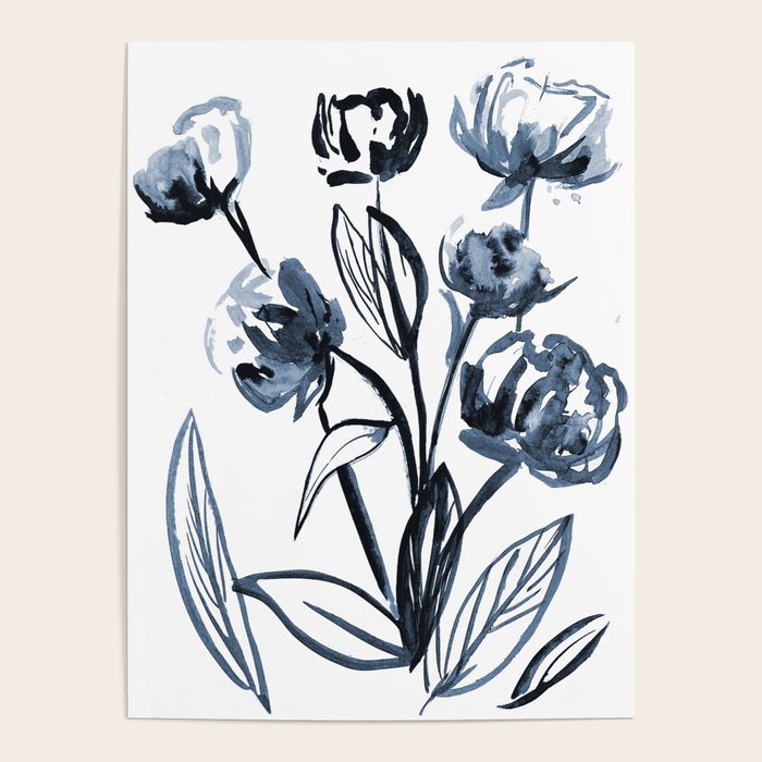 peonies blue Poster Gallery Image 4