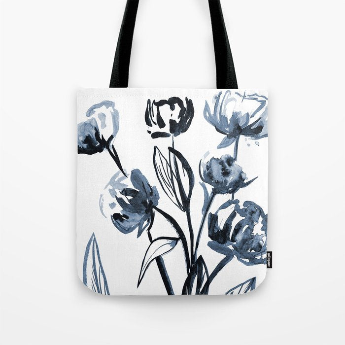 peonies blue Tote Bag Gallery Image 1