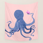 Blue Octopus and Butterfly Wall Tapestry Gallery Image 4
