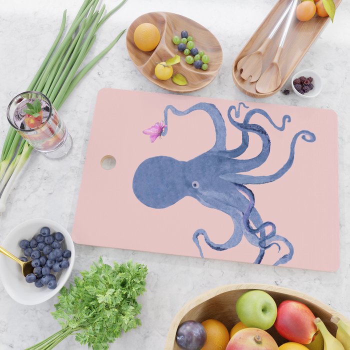 Blue Octopus and Butterfly Cutting Board Gallery Image 2