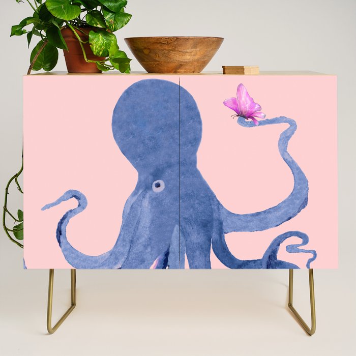 Blue Octopus and Butterfly Credenza Gallery Image 1
