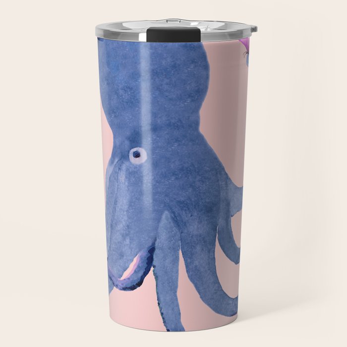Blue Octopus and Butterfly Travel Mug Gallery Image 1