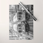 Black and White Chicago Train El Train above Wabash Ave the Loop Windy City Wrapping Paper Gallery Image 1