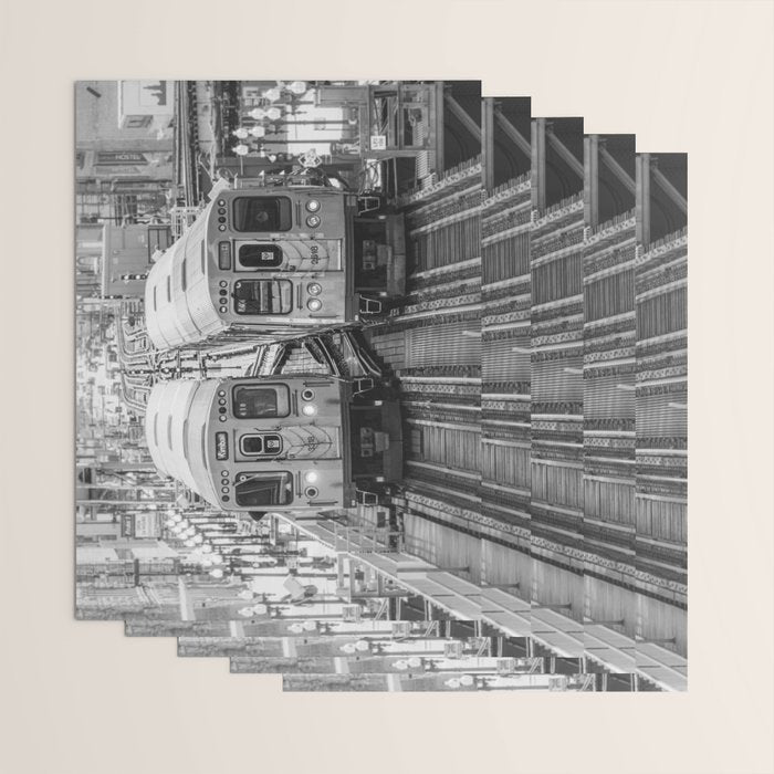 Black and White Chicago Train El Train above Wabash Ave the Loop Windy City Wrapping Paper Gallery Image 3