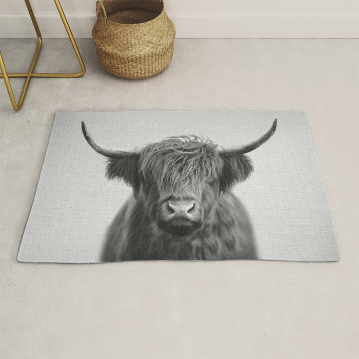 Highland Cow - Black & White Rug Gallery Image 1