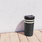Strong Deco - Geometric Minimalism in Almond Cream and Black Travel Mug Gallery Image 4