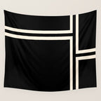 Strong Deco - Geometric Minimalism in Almond Cream and Black Wall Tapestry Gallery Image 4