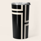 Strong Deco - Geometric Minimalism in Almond Cream and Black Travel Mug Gallery Image 2