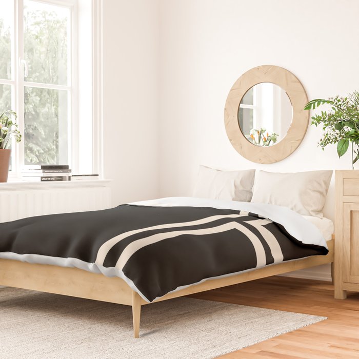 Strong Deco - Geometric Minimalism in Almond Cream and Black Duvet Cover Gallery Image 2