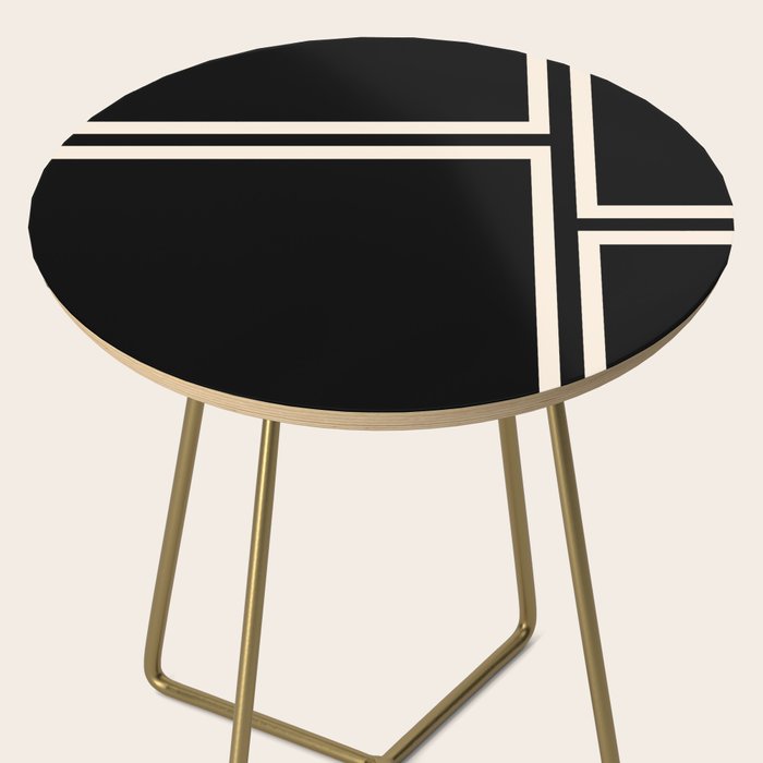 Strong Deco - Geometric Minimalism in Almond Cream and Black Side Table Gallery Image 2