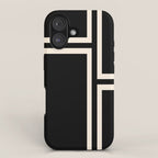 Strong Deco - Geometric Minimalism in Almond Cream and Black iPhone Case Gallery Image 1