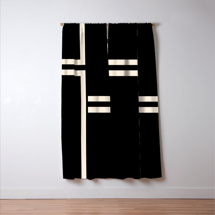 Strong Deco - Geometric Minimalism in Almond Cream and Black Window Curtain Gallery Image 3