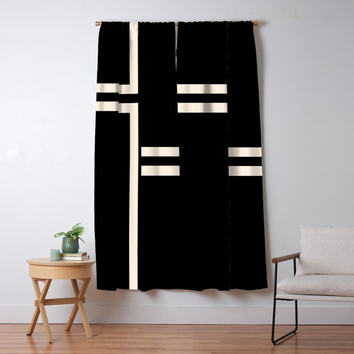 Strong Deco - Geometric Minimalism in Almond Cream and Black Window Curtain Gallery Image 1