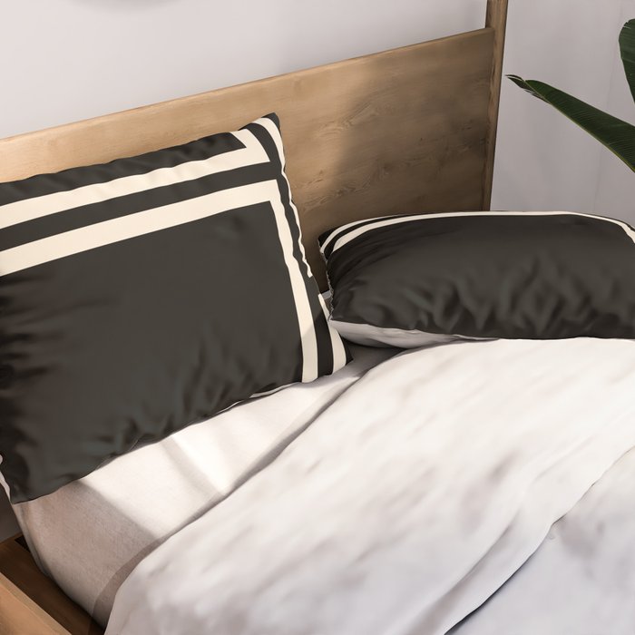 Strong Deco - Geometric Minimalism in Almond Cream and Black Pillow Sham Gallery Image 2