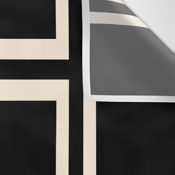 Strong Deco - Geometric Minimalism in Almond Cream and Black Wall Tapestry Gallery Image 3