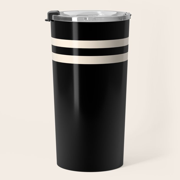 Strong Deco - Geometric Minimalism in Almond Cream and Black Travel Mug Gallery Image 3