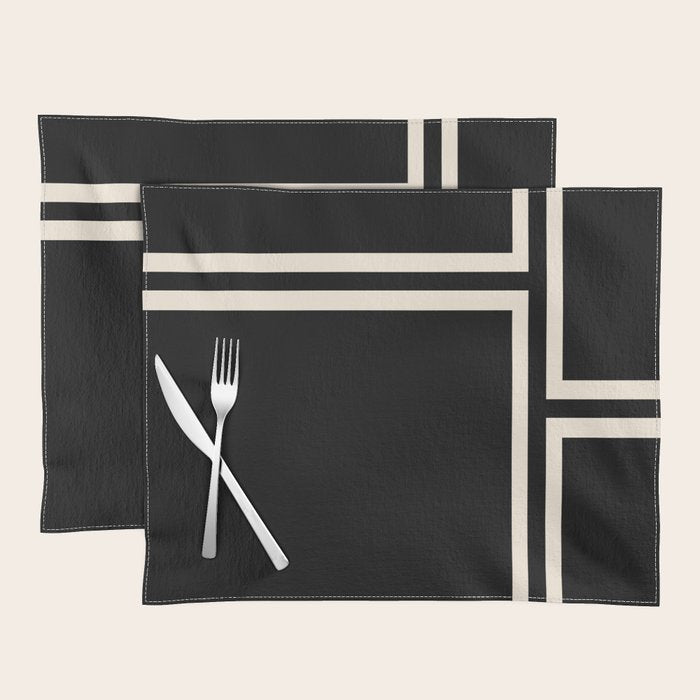 Strong Deco - Geometric Minimalism in Almond Cream and Black Placemat Gallery Image 1