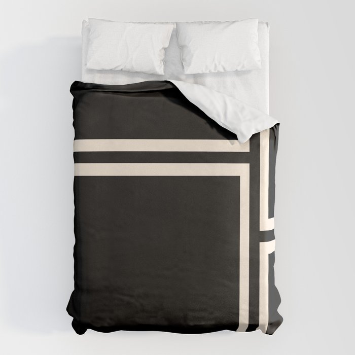 Strong Deco - Geometric Minimalism in Almond Cream and Black Duvet Cover Gallery Image 6