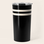Strong Deco - Geometric Minimalism in Almond Cream and Black Travel Mug Gallery Image 1