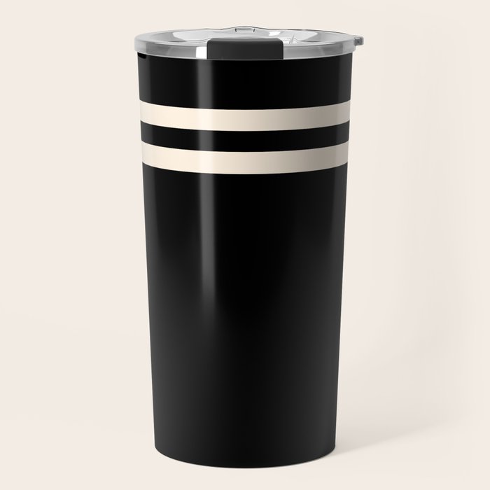 Strong Deco - Geometric Minimalism in Almond Cream and Black Travel Mug Gallery Image 1