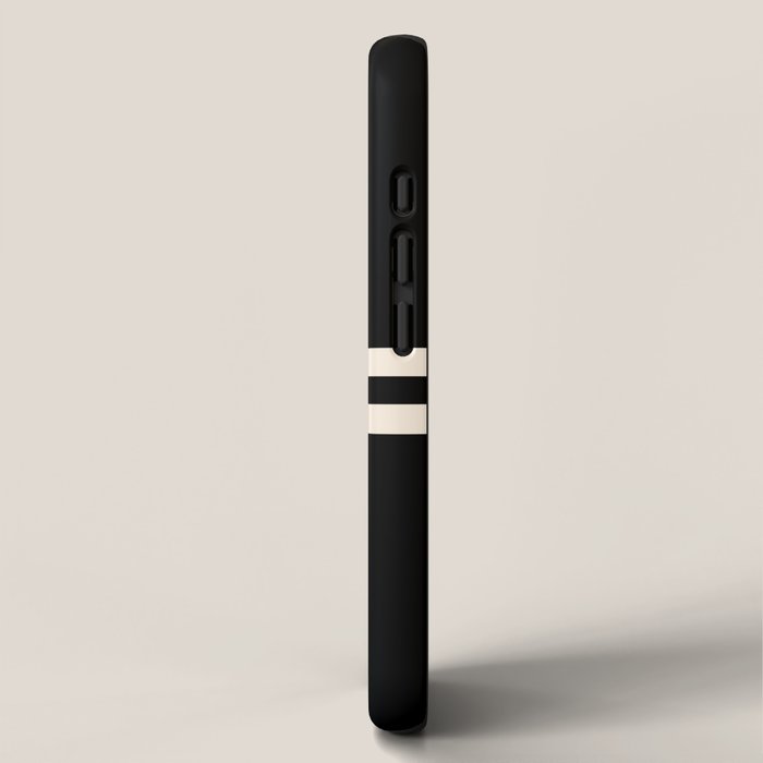 Strong Deco - Geometric Minimalism in Almond Cream and Black iPhone Case Gallery Image 2
