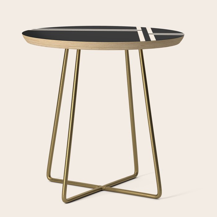 Strong Deco - Geometric Minimalism in Almond Cream and Black Side Table Gallery Image 1