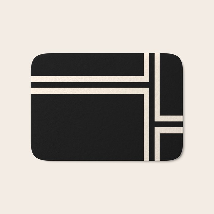 Strong Deco - Geometric Minimalism in Almond Cream and Black Bath Mat Gallery Image 1