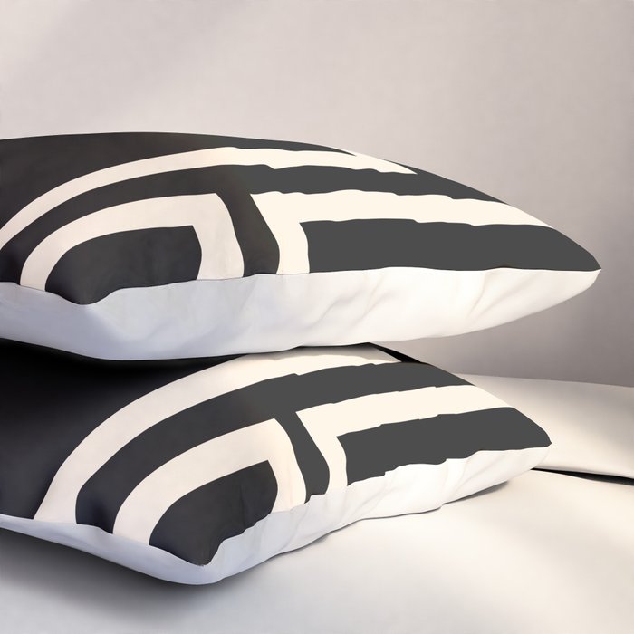 Strong Deco - Geometric Minimalism in Almond Cream and Black Pillow Sham Gallery Image 3