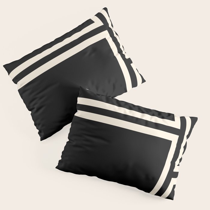 Strong Deco - Geometric Minimalism in Almond Cream and Black Pillow Sham Gallery Image 1