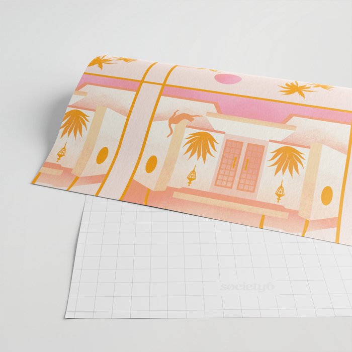 Palm Springs Home â Tangerine Wrapping Paper Gallery Image 2