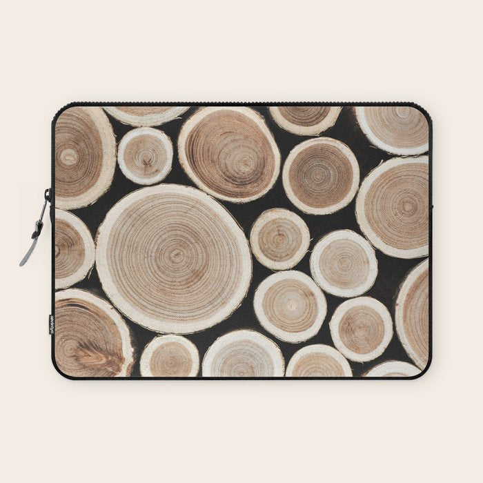 Stacked Logs  4 - Timber - Tree - Woodlands Cabin  Photography by Ingrid Beddoes Laptop Sleeve Gallery Image 1