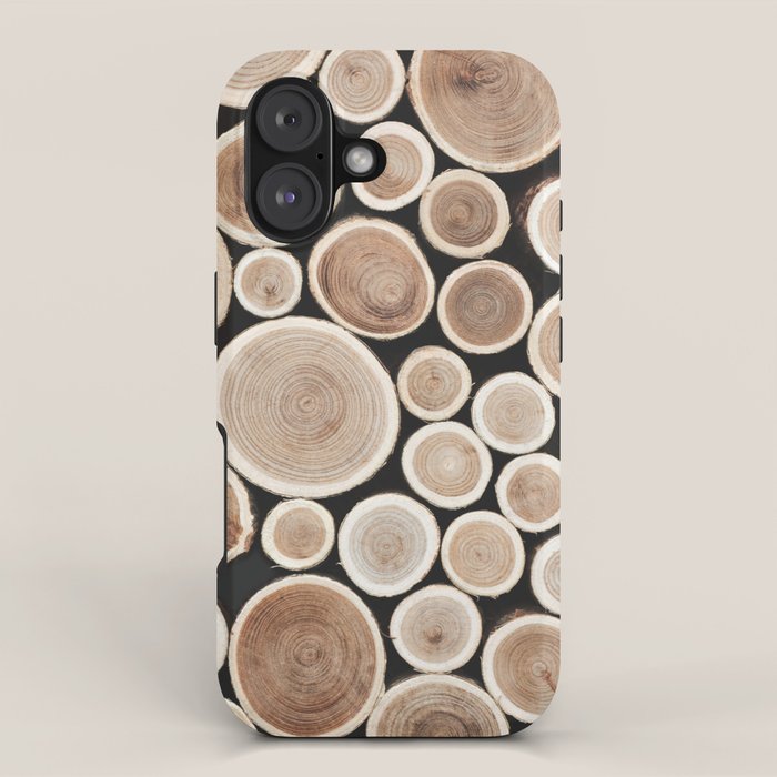 Stacked Logs  4 - Timber - Tree - Woodlands Cabin  Photography by Ingrid Beddoes iPhone Case Gallery Image 1