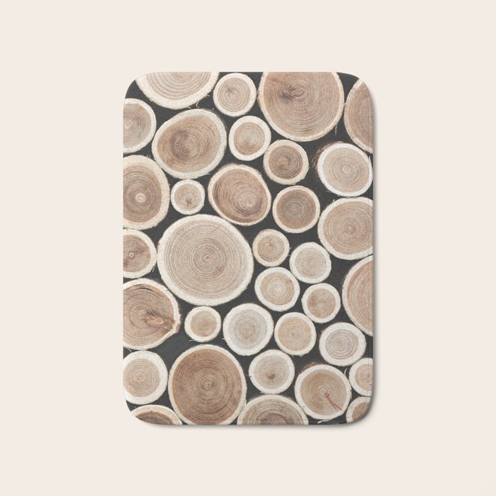 Stacked Logs  4 - Timber - Tree - Woodlands Cabin  Photography by Ingrid Beddoes Bath Mat Gallery Image 1