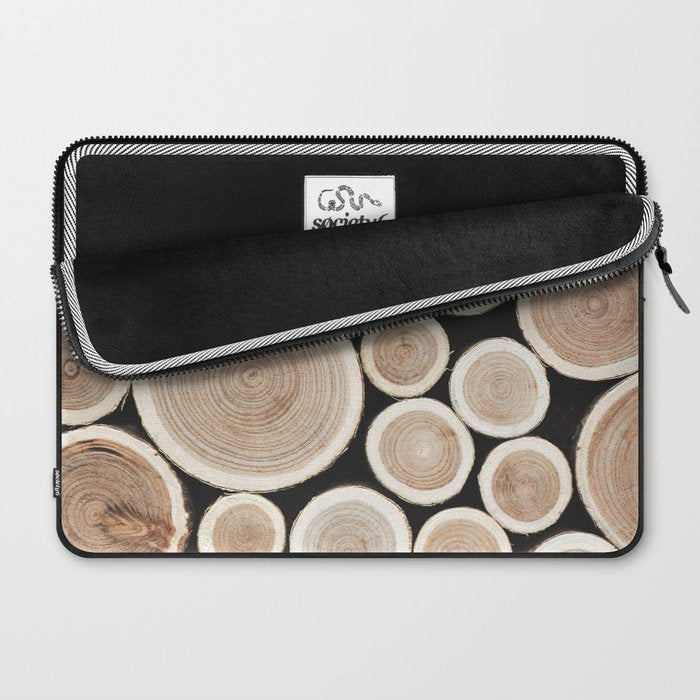 Stacked Logs  4 - Timber - Tree - Woodlands Cabin  Photography by Ingrid Beddoes Laptop Sleeve Gallery Image 2