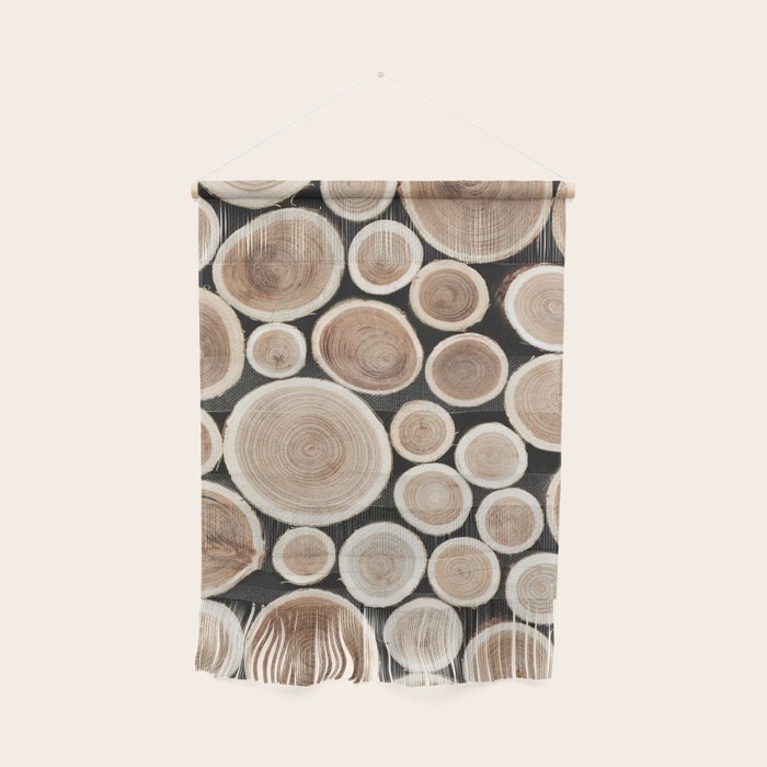 Stacked Logs  4 - Timber - Tree - Woodlands Cabin  Photography by Ingrid Beddoes Wall Hanging Gallery Image 1