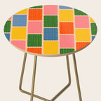 Colorful Retro Contemporary Woven Patchwork Pattern Side Table Gallery Image 2