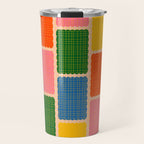 Colorful Retro Contemporary Woven Patchwork Pattern Travel Mug Gallery Image 1