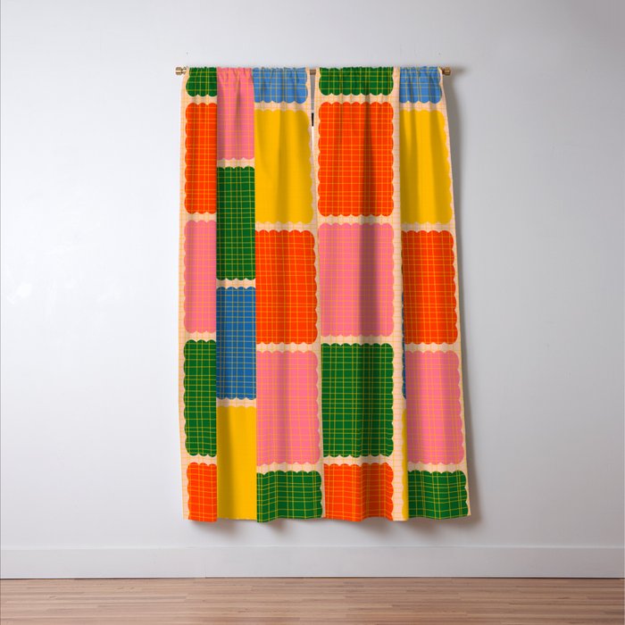 Colorful Retro Contemporary Woven Patchwork Pattern Window Curtain Gallery Image 3