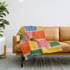 Colorful Retro Contemporary Woven Patchwork Pattern Throw Blanket Gallery Image 1