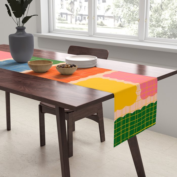 Colorful Retro Contemporary Woven Patchwork Pattern Table Runner Gallery Image 2