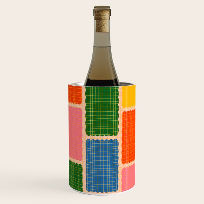 Colorful Retro Contemporary Woven Patchwork Pattern Wine Chiller Gallery Image 1