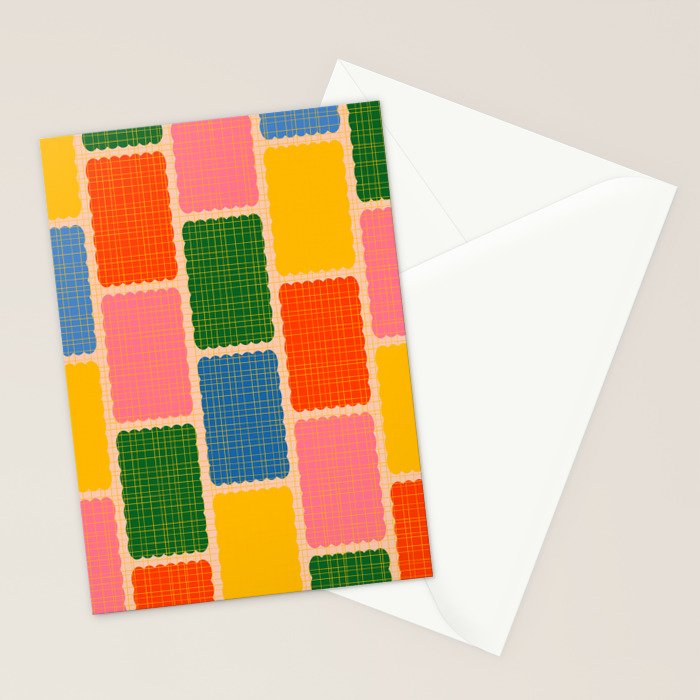 Colorful Retro Contemporary Woven Patchwork Pattern Stationery Card Gallery Image 2