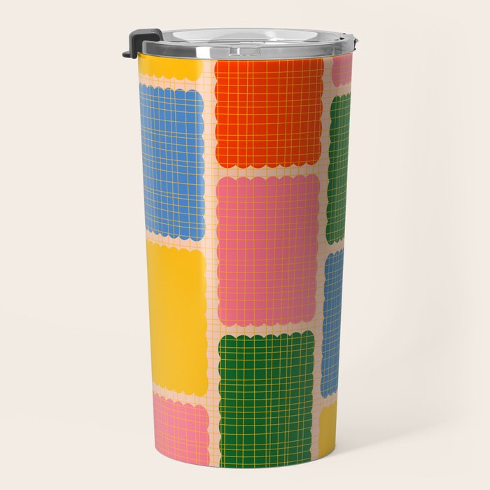 Colorful Retro Contemporary Woven Patchwork Pattern Travel Mug Gallery Image 3