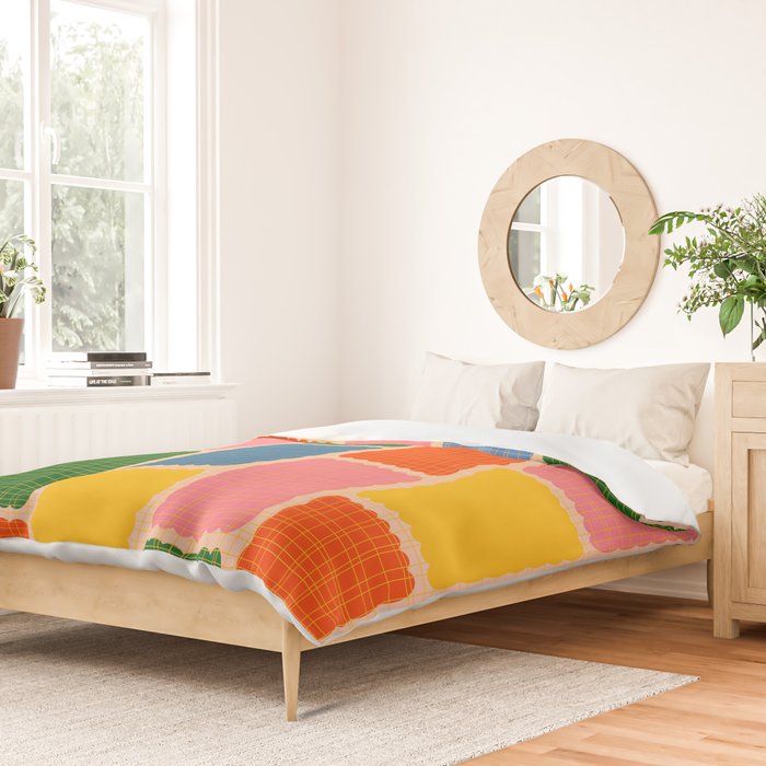 Colorful Retro Contemporary Woven Patchwork Pattern Duvet Cover Gallery Image 2